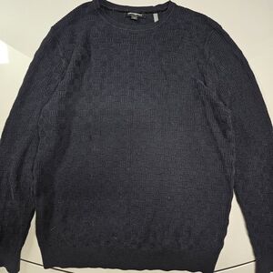 Karl Lagerfeld Navy Textured Crewneck Sweater